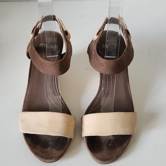 CAMPER | Suede Sandals Beige Wedges Sz 7 - Picture 3 of 6